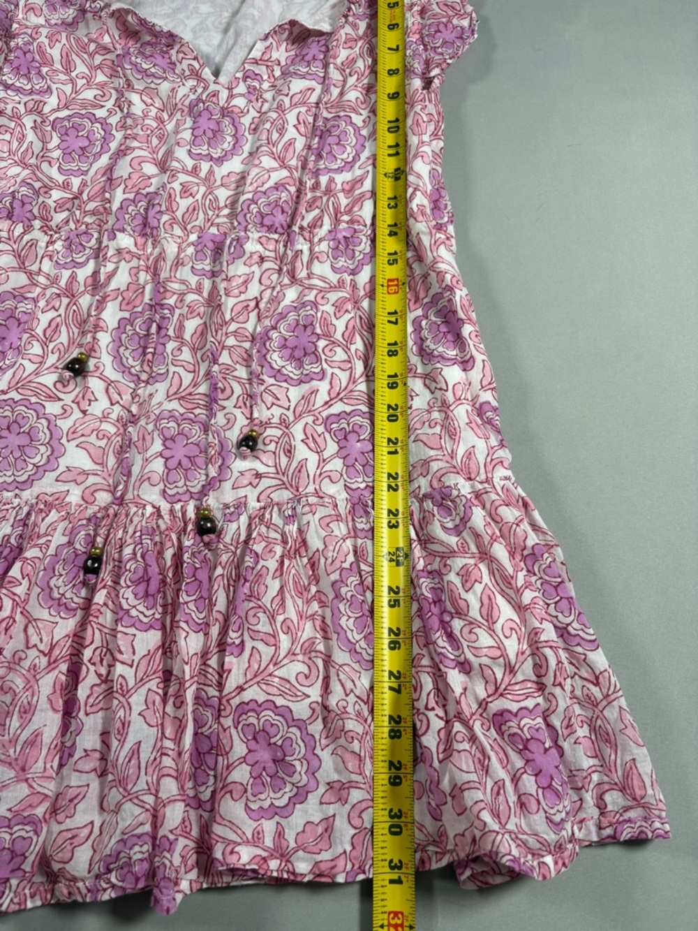 Oliphant Women's Cinched Flowy Ruffle Floral Cotton Mini Dress Size Small - Picture 7 of 11